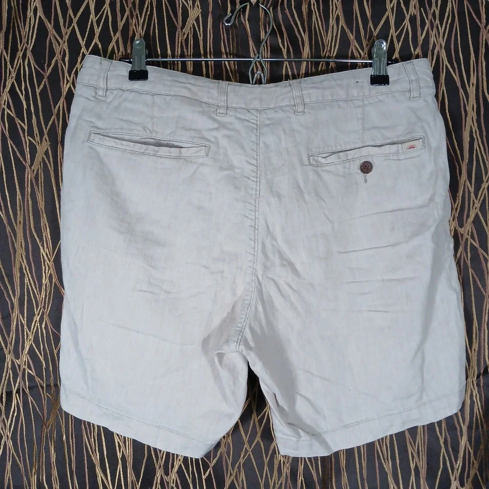 Faherty‎ Tradewinds Shorts Mens 33 Tan Linen Organic Cotton Stretch MBU2207-DOR